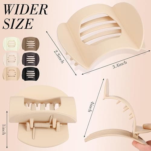 Obeoby 6 Pcs Flat Hair Clips for Women, Medium Flat Claw Clips French Hair Barrettes Accessories Hair Claws for Medium Hair Volume Stocking Stuffers thumbnail 2