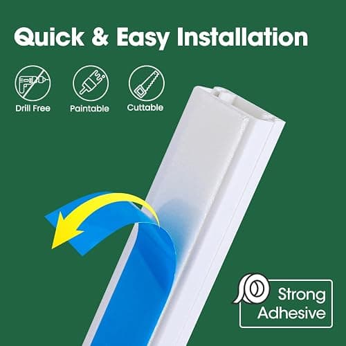 AZEN Cord Hider Kit, 110in Cord Covers for Wires on Wall, Paintable Wire Covers for Cords on Wall, Self-Adhesive Cable Hider Cord Organizer, Wire Hiders for TV on Wall, 8X L14in X W0.96in x H0.57in thumbnail 3