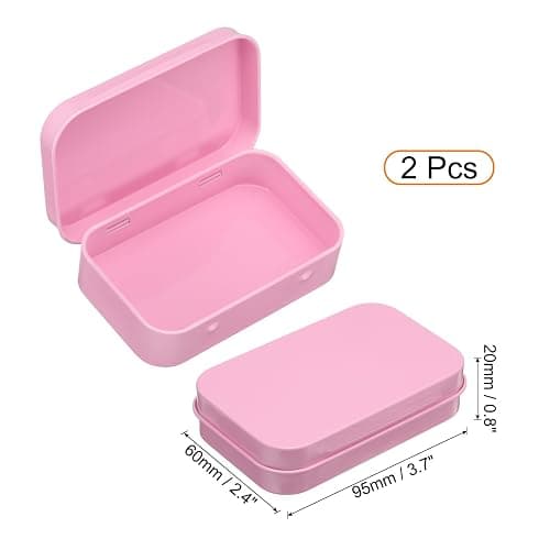 uxcell 2pcs Metal Tin Box, 3.7x2.4x0.8 Mini Portable Rectangular Empty Tinplate Small Storage Container Airtight Tins with Lids for Candy Favors Crafts Christmas Gifts, Pink thumbnail 3