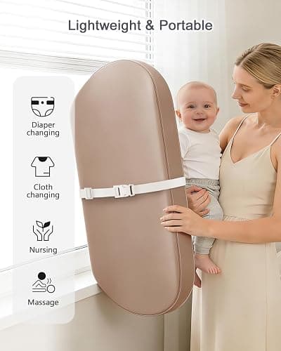 YACODAVO Baby Changing Pad with Vegan Leather Cover, Waterproof & Wipeable Changing Pad for Toddler, Flat Foam Travel Diaper Changing Pad for Dresser and Table, Brown thumbnail 8