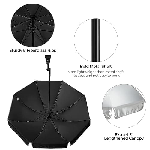 G4Free UPF 50+ Universal Clamp On Umbrella Adjustable Outdoor UV Protection Beach Chair Umbrella for Strollers, Wheelchairs, Patio Chairs, and Golf Carts thumbnail 4