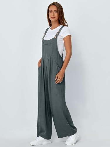 AUTOMET Womens Beach Vacation Outfits Jumpsuits Overalls Wide Leg Casual Summer Spring Outfits Rompers Trendy Jumpers thumbnail 3