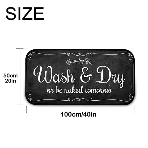 Laundry Room Long Mat Area Rug Non-Slip Floor Mat Waterproof Farmhouse Carpet for Kitchen 40" x 20"(Black-2) thumbnail 9