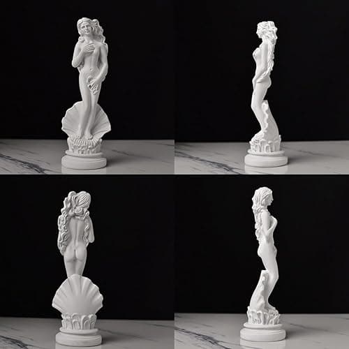 KIKITOY Aphrodite Statue The Birth of Venus on Half-Shell 7.6 Inch - Greek Roman Goddess Sculpture, Handmade Resin Art Figurine Classical White Statue, Home & Office Decor thumbnail 5