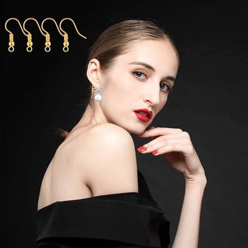 Bylion 400 Pieces Stainless Steel Earring Hooks, Fish Hooks Ear Wires French Wire Hooks, Coil and Ball Style Nickel-Free Ear Wires for Jewelry Making, Gold thumbnail 7