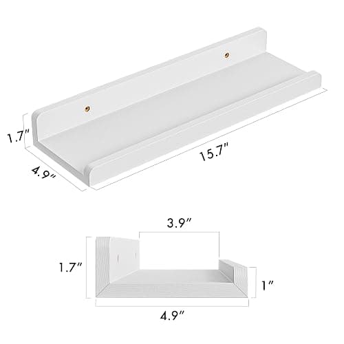 YUFLINX 16’’White Floating Shelves for Wall with Anti-Crash Design Set of 6,Nursery Book Shelves for Room Decor/Storage/Display,Hanging Wall Shelves for Bedroom, Bathroom, Living Room,Kids Room thumbnail 3