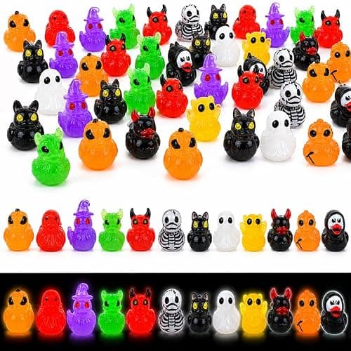Halloween Mini Resin Ducks Glow in the Dark Novelty Halloween Party, 50 | Cute Small Little Duckies Statues Bulk Set for Office Desk Tiered Tray Decor Halloween Party Supplies Decoration - Image 1