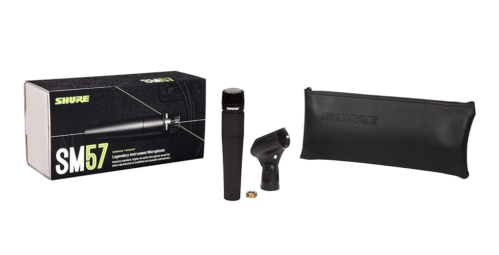 Shure SM57 Dynamic Microphone – Wired Cardioid XLR Instrument Handheld Mic for Guitar Amplifiers, Snare Drum, Percussion, Live Sound & Studio Recording, Black thumbnail 2