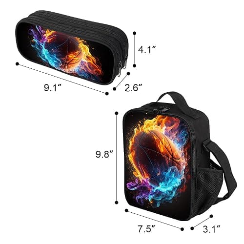 RTBBCKS Backpack Set, Basketball Backpack for School, Bookbag with Lunch Box, Perfect for Boys thumbnail 6