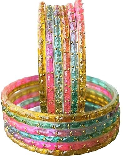 JD'Z COLLECTION Plain and Glossy Finished Raindrop Glass Bangles Set for Women | Traditional Ethnic Chudi for Wedding, Party & Regular- Set of 12 Pcs | Multiple Colours | Wedding Jewelry Bangles for Women thumbnail 6