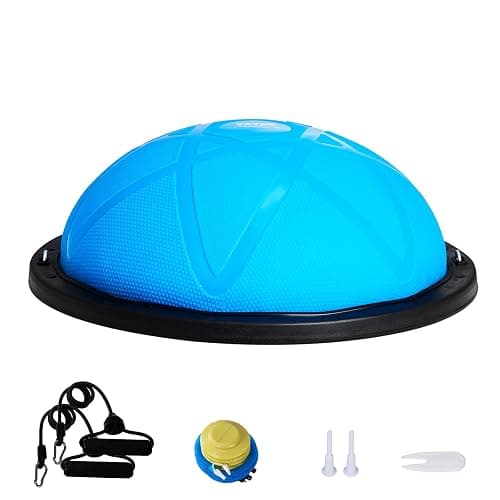 VEVOR Half Exercise Ball Trainer, 23/26 inch Balance Ball Trainer, 1500lbs Capacity Stability Ball, Yoga Ball with Resistance Bands & Foot Pump, Strength Fitness Ball for Home Gym Full Body Workout thumbnail 9