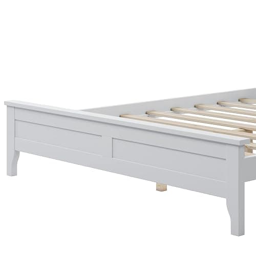 Harper & Bright Designs Full Size Platform Bed Frame with Headboard/Solid Wood Foundation with Wood Slat Support/No Box Spring Needed/Easy Assembly - White - White - Full thumbnail 6