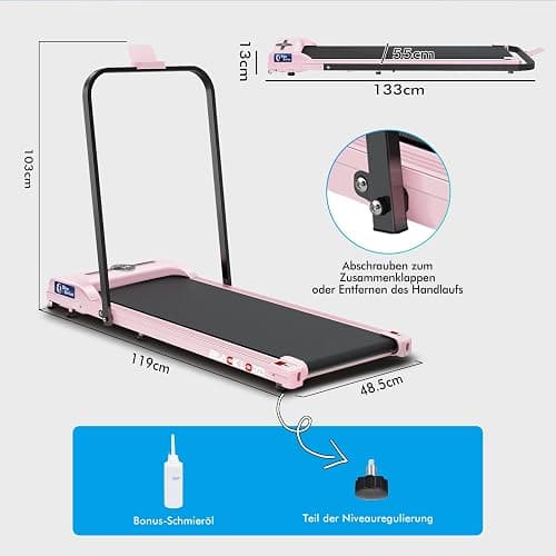 BLACK LORD Walkingpad Laufband, 9/12/16 km/h, Treadmill ohne/mit 9% Steigung, 2,2/3,0/3,2 PS, 120/130/140 kg Gewicht, tragbar, leise, LED-Display, App, Home Office, Joggen, Laufen, Fitness Maschine thumbnail 10