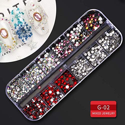 Artdone 9 boxes Nail Rhinestones,Nail Gems Nail Diamonds,Nail Art Studs Nail Crystals Nail Sequins for Nails Kit with 1 Tweezers and 3 Pen for Nail Art Supplies Accessories thumbnail 5