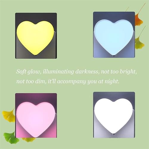 Etigood Cute Night Lights, Heart Shape Nursery Nightlight with Light Sensors, Auto Dusk to Dawn Sensor, Soft Warm White, Ideal Nightlight for Bedroom, Bathroom, Hallway, Kitchen (Pink) thumbnail 7