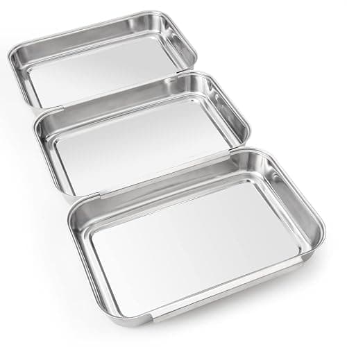 HULISEN Set of 3 Breading Pans, Stainless Steel Breading Set for Marinating Meat, Chicken, Fish, Food Prep Trays, Coating Trays Can Be Used to Baking Cake, Oven Safe thumbnail 8