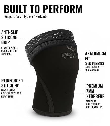 Iron Bull Strength Knee Sleeves 7mm (1 Pair) - Compression Brace & Knee Sleeve For Weightlifting, Powerlifting & Cross Training - Knee Support for Squats - Men & Women thumbnail 6