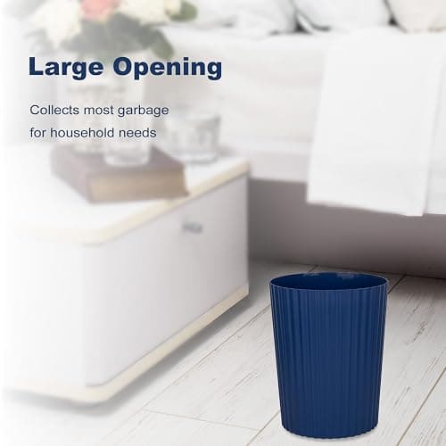 JiatuA Small Trash Can Plastic Wastebasket Round Garbage Container Bin for Bathroom, Kitchen, Bedroom, Home Office, College Dorm, Navy Blue thumbnail 3