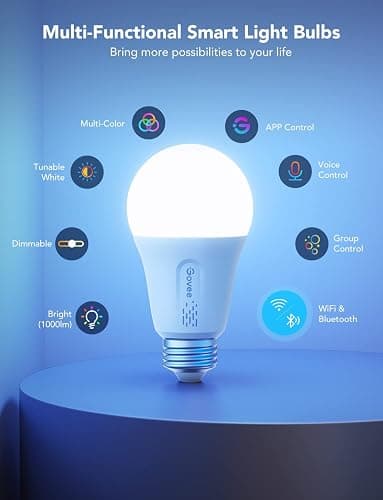 Govee Smart A19 LED Light Bulbs, 1000LM RGBWW Dimmable, Wi-Fi & Bluetooth Color Changing Light Bulbs, Works with Alexa & Google Assistant No Hub Required, 75W Equivalent Smart Bulbs, 2 Pack thumbnail 4