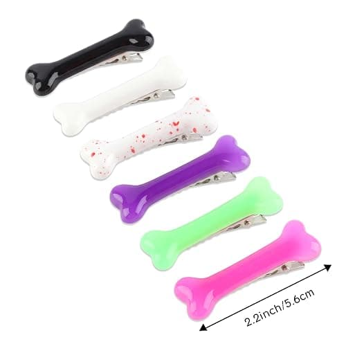 Kexinglu 12Pcs Bone Hair Clips, Mixed colors Hairpins for Goth Halloween Cosplay Cutecore Costume Accessories thumbnail 3