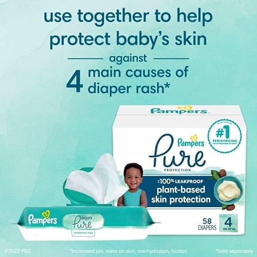 Pampers Baby Wipes Aqua Pure, 99% water-based wipes, Hypoallergenic and Unscented Baby Wipes, 672 Wipes Total (12 Flip-Top Packs) - 56 Count (Pack of 12) thumbnail 8