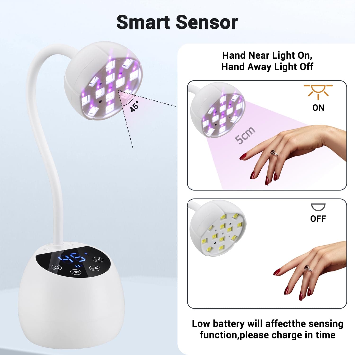 UV Nail Lamp Cordless Mini UV Light for Gel Nails Polish 36W Rechargeable LED Nail Light Nail Dryer with 4 Timers & Auto Sensor, Fast Curing Goosenecks Lamp for Home DIY Manicure thumbnail 5