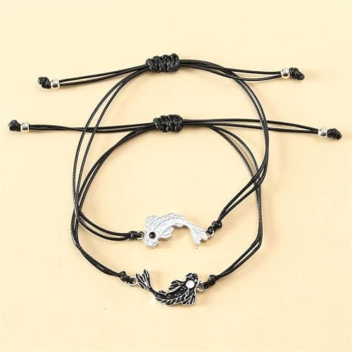 Tai Chi Yin Yang Pendant Necklace Set Lucky Black White Fish Charm Bracelet for Women Men My Best Friends Jewelry Gift thumbnail 4