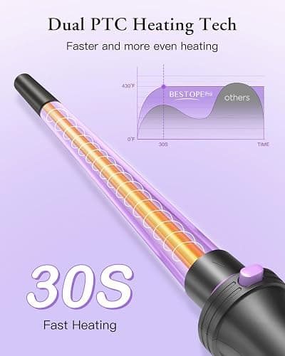 5 in 1 Curling Iron, Curling Wand Set with Thermal Brush, Flat Iron Hair Straightener, 3 Ceramic Irons (0.35"-1"), 13 Adjustable Temps, Hair Curler Waver with Heat Resistant Mat, Glove, Clip thumbnail 4