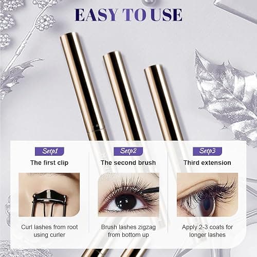 Ultra-Fine Lengthening Waterproof Quick-Dry Mascara, 2026 New Iron Wand Mascara, Waterproof Metal Wand Mascaras, Long-lasting 3D Curling Eyelash, Smudge Proof and No Flaking (Black) thumbnail 4