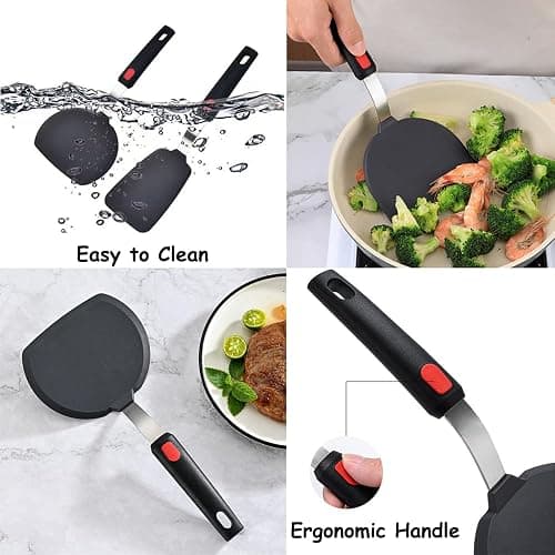Silicone Pancake Spatula, Wide Silicone Spatula Turner with Lengthened Handle, 600°F Heat Resistant Cooking Spatulas for Nonstick Cookware, Large Flexible Kitchen Utensils BPA Free (Pancake Spatula) thumbnail 7