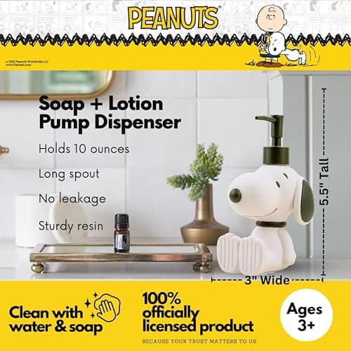 Collectibles Peanuts Snoopy Soap/Lotion/Hand Sanitizer Resin Pump Dispenser, 10.01 Ounces, (Officially Licensed Product) by Franco thumbnail 3