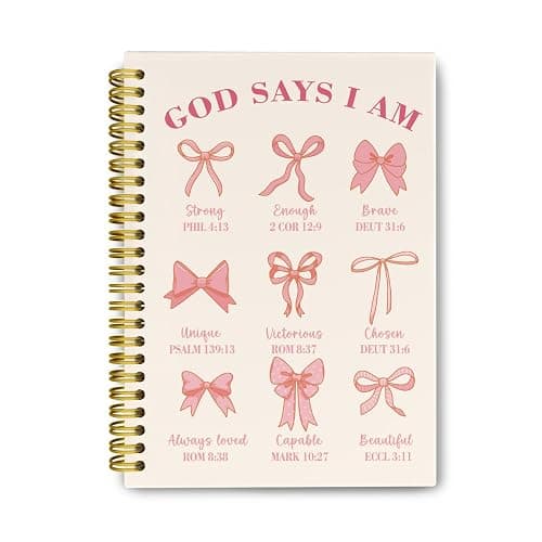 THDSE Bible Journal for Women, Christian Prayer Journal Pink Notebook Gifts for Teen Girls Kids, Bible Study Supplies, Coquette Preppy Bows Cute Church Faith Journaling Hardcover Spiral Notebook 5.5 X 8.3 - Pink - Image 1
