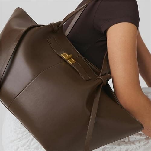 FJZFXKZL Women's Tote Bag, Leather Large Shoulder Shopper Handbag With Detachable Strap, Vintage For School, Work, Travel, Office thumbnail 2