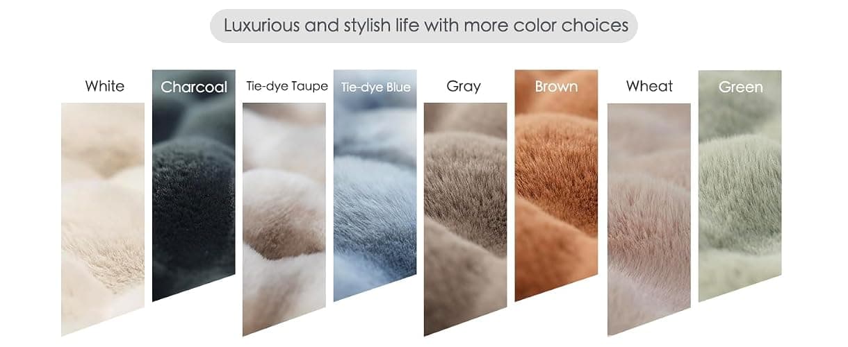 Super Comfort Oversized Warm Thick Bubble Luxury Plush Rabbit Faux Fur Throw Blanket, Fluffy Blanket,Soft Cozy Blanket for Couch Chair Bed Sofa Living Room (Wheat, 60inX80in) thumbnail 8