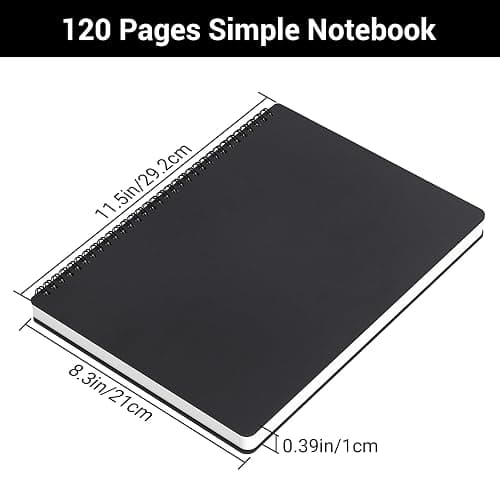 Yarotm Notizbuch A4 Blanko - 2 Stück 100gsm Papier Collegeblock Spiralbindung Skizzenbuch - 21x29.2cm Spiralblock Hardcover Schwarz Schreiben Tagebuch - 120 Seiten Notizblock Ringbuch A4 thumbnail 2