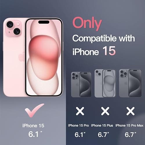 JETech Magnetic Case for iPhone 15 6.1-Inch Compatible with MagSafe, Translucent Matte Back Slim Shockproof Phone Cover (Pink) thumbnail 2