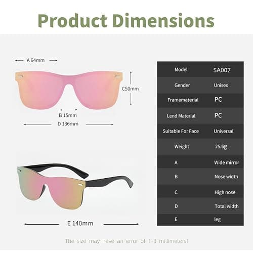 swanoble UV400 Rimless One-Piece Lens Reflective Sunglasses - Colored Mirrored Sun Glasses for Men & Women (2 Pack) thumbnail 5