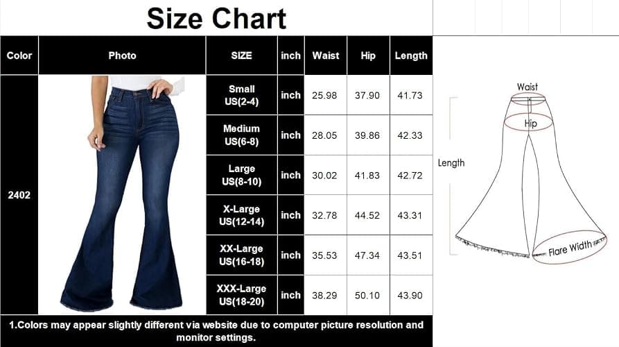 LaiyiVic Bell Bottom Jeans for Women High Waisted Stretchy Skinny Flared Denim Pants thumbnail 3