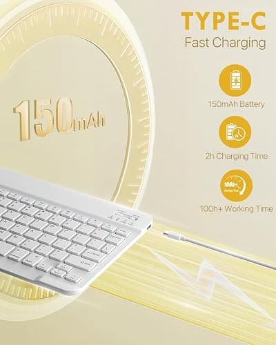 MoKo for iPad (A16) 11th Generation Case with Keyboard 11 inch 2025, iPad 10th Generation 10.9 inch Case with Pencil Holder, Multi-Angle Detachable Bluetooth Keyboard, White thumbnail 5