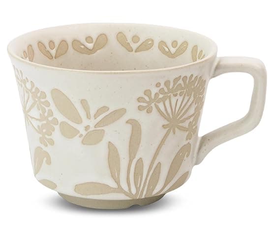 LINVIA Ceramic Coffee Mug, 12 oz Novelty Unique Teacup with Large Handle, Stoneware Cup for Tea Mocha Latte Cappuccino Espresso (1 Pack, Butterfly) - Butterfly - 1 Pack - Image 1