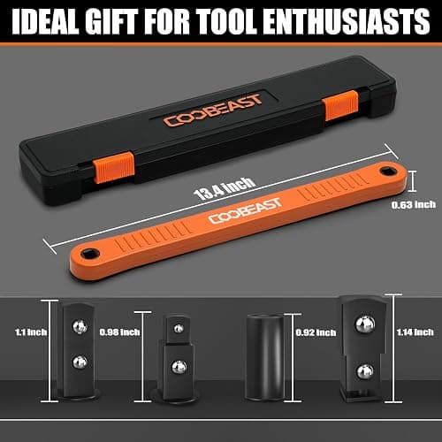 coobeast 3/8 inch offset extension wrench Impact Ready Socket Wrench Extender Tool with Versatile 1/4", 3/8", and 1/2" Square Drive Adapters, Universal Extensions Wrench for Small Place thumbnail 3