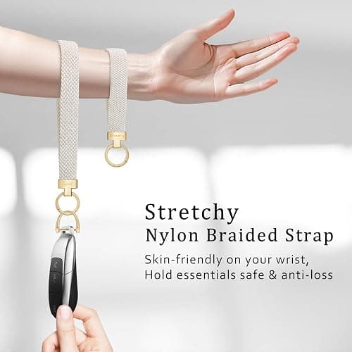 Hovmwey Elastic Wristlet Keychain for Women Men, Cute Car Key Chain, Braided Wrist Strap Lanyard for Keys ID Badges thumbnail 4
