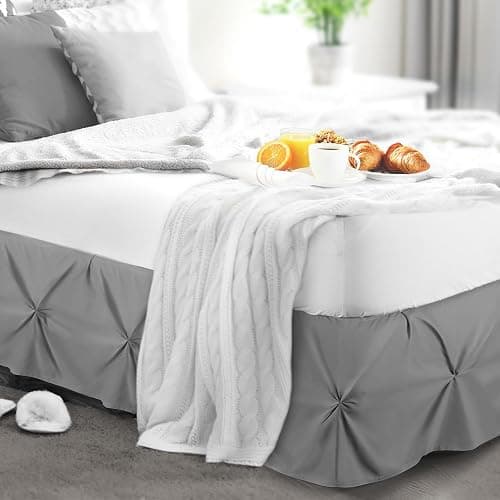 Nestl Dark Grey Bed Skirt Queen Size, Pinch Pleat Queen Bed Skirt, 14" Inch Drop Queen Bedskirt, Hotel Quality Dark Grey Bed Skirts Premium Microfiber Bedskirt for Queen Bed, Dark Grey Queen Bed Skirt - Queen - Dark Grey thumbnail 8