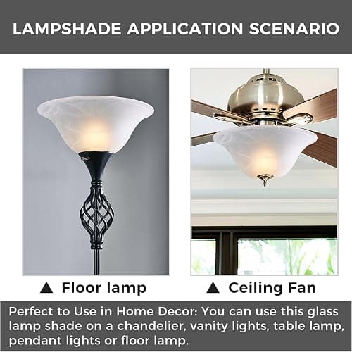 Glass Lamp Shade Replacement 12"D x 4.75"H,Lamp Shades For Floor Lamps Suitable for E26 Socket Torchiere Lamp Shade GlassShades Ceiling Fan Light Covers Ceiling Fan Globe Replacement Glass Bowl thumbnail 2