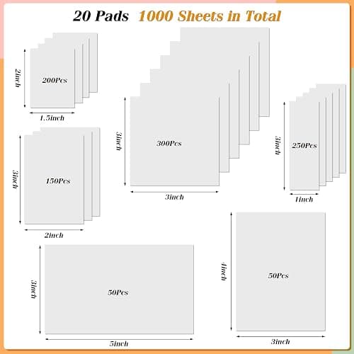 [1000 PCS] Transparent Sticky Notes, 6 Sizes Clear Sticky Notes Pads, Waterproof Self-Adhesive Translucent Sticky Notes for Annotating Books, See Through Sticky Notes for School & Office thumbnail 2