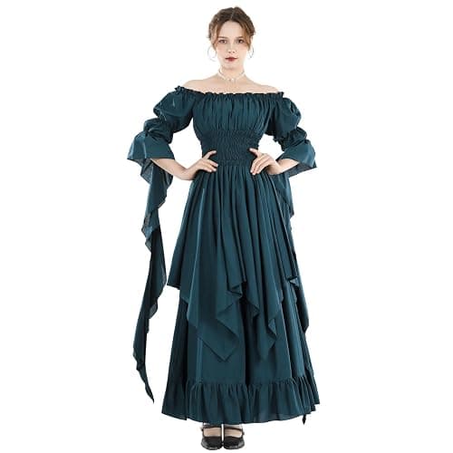 NSPSTT Victorian Dress Renaissance Costume Women Gothic Witch Dress Medieval Wedding Dress - Image 1