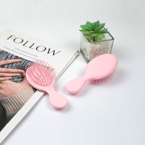2PCS Mini Detangling Hair Brush for Wet and Dry Hair, Travel-Sized Pink Hairbrush for Men, Women – Compact & Lightweight thumbnail 7