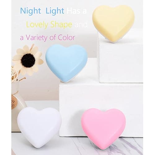 Etigood Cute Night Lights, Heart Shape Nursery Nightlight with Light Sensors, Auto Dusk to Dawn Sensor, Soft Warm White, Ideal Nightlight for Bedroom, Bathroom, Hallway, Kitchen (Pink) thumbnail 2