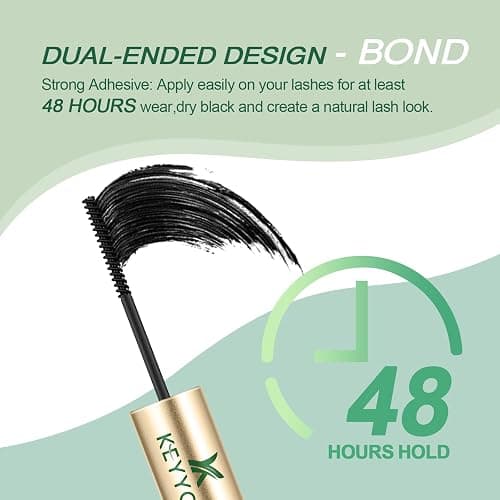 Lash Bond and Seal KEYYOU Cluster Lash Glue For Lash Clusters Strong Gentle Comfortable Bond and Seal WaterProof Mascara Wand Individual Lash Glue 5ml+5ml（BLACK) thumbnail 5