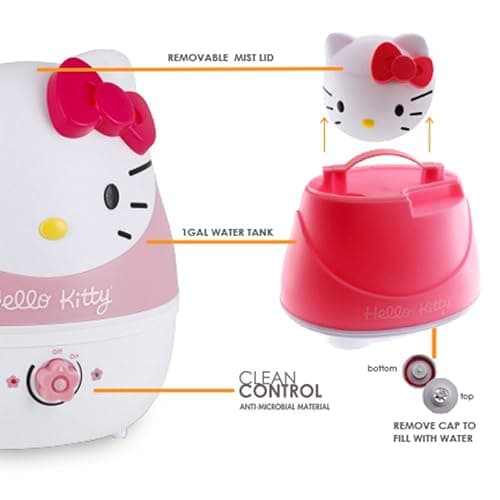 Crane Adorables Ultrasonic Humidifiers for Bedroom and Baby Nursery, 1 Gallon Cool Mist Air Humidifier for Large Room or Kid's Room, Humidifier Filters Optional, Hello Kitty thumbnail 7